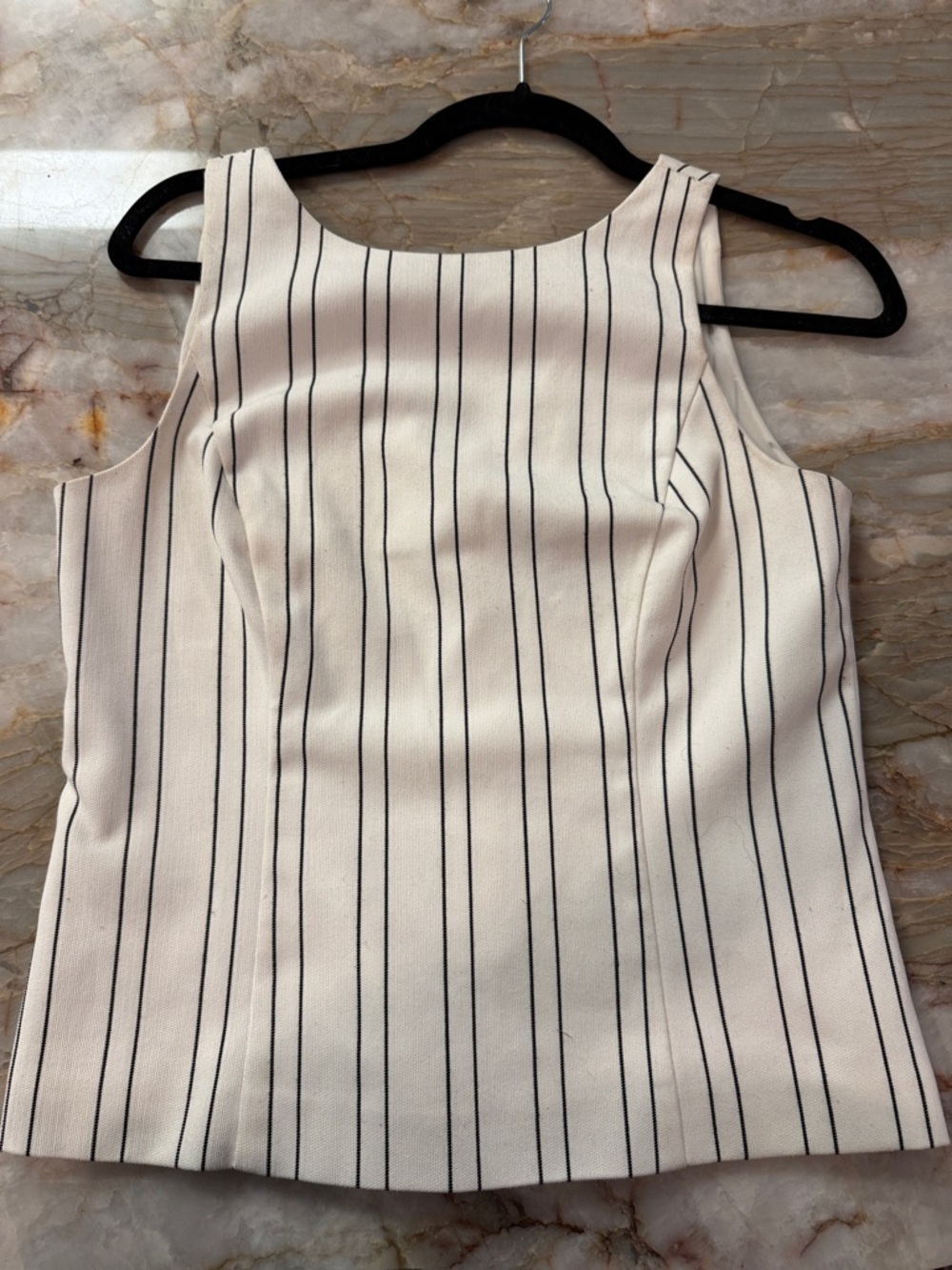 Ivory Sleeveless Pinstripe Top